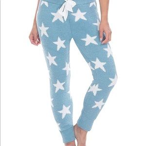 Fuzzy Honeydew lovebird star blue plushy PJ pants